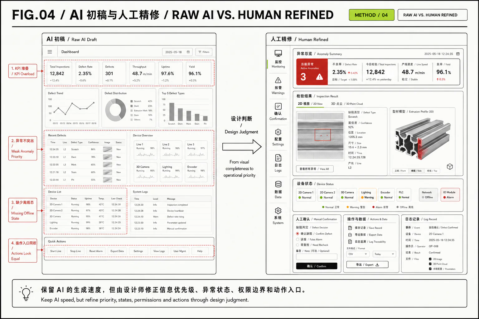 初稿对比与精修批注